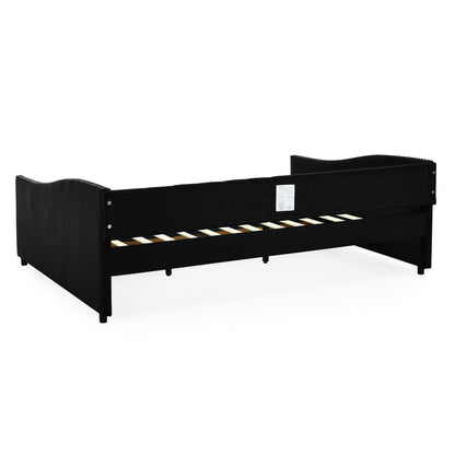 Upholstered Tufted Daybed With 2 Drawers, Waved Arms - The Sleep Loft - Online Mattress Showroom NYC