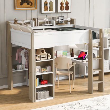 Loft Bed With Built In Storage Shelves, Clothes Rail, And Desk - The Sleep Loft - Online Mattress Showroom NYC