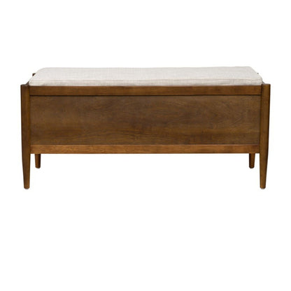 Accent Bench With Storage, Upholstered Cushion - Walnut Brown - The Sleep Loft - Online Mattress Showroom NYC
