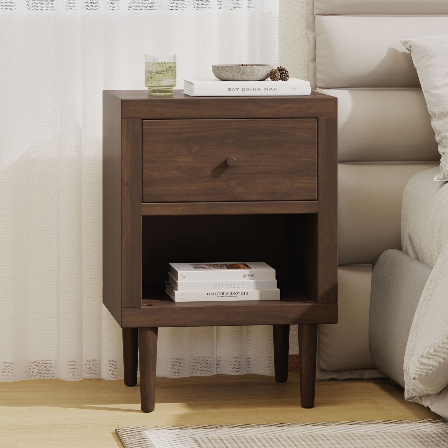 Nystrom - Single Drawer Nightstand - The Sleep Loft - Online Mattress Showroom NYC