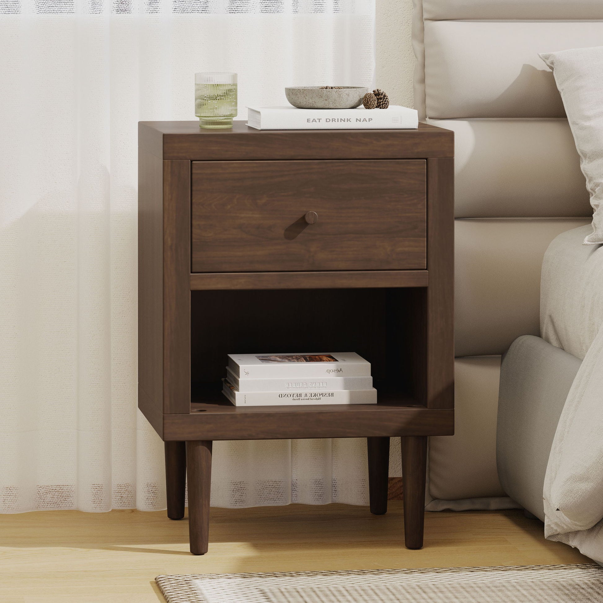 Nystrom - Single Drawer Nightstand - The Sleep Loft - Online Mattress Showroom NYC