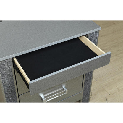 Lorenzo - Nightstand With Hidden Compartment And Handles - Silver - The Sleep Loft - Online Mattress Showroom NYC