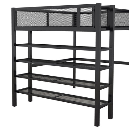 Loft Bed With 4 Tier Shelves And Storage - The Sleep Loft - Online Mattress Showroom NYC