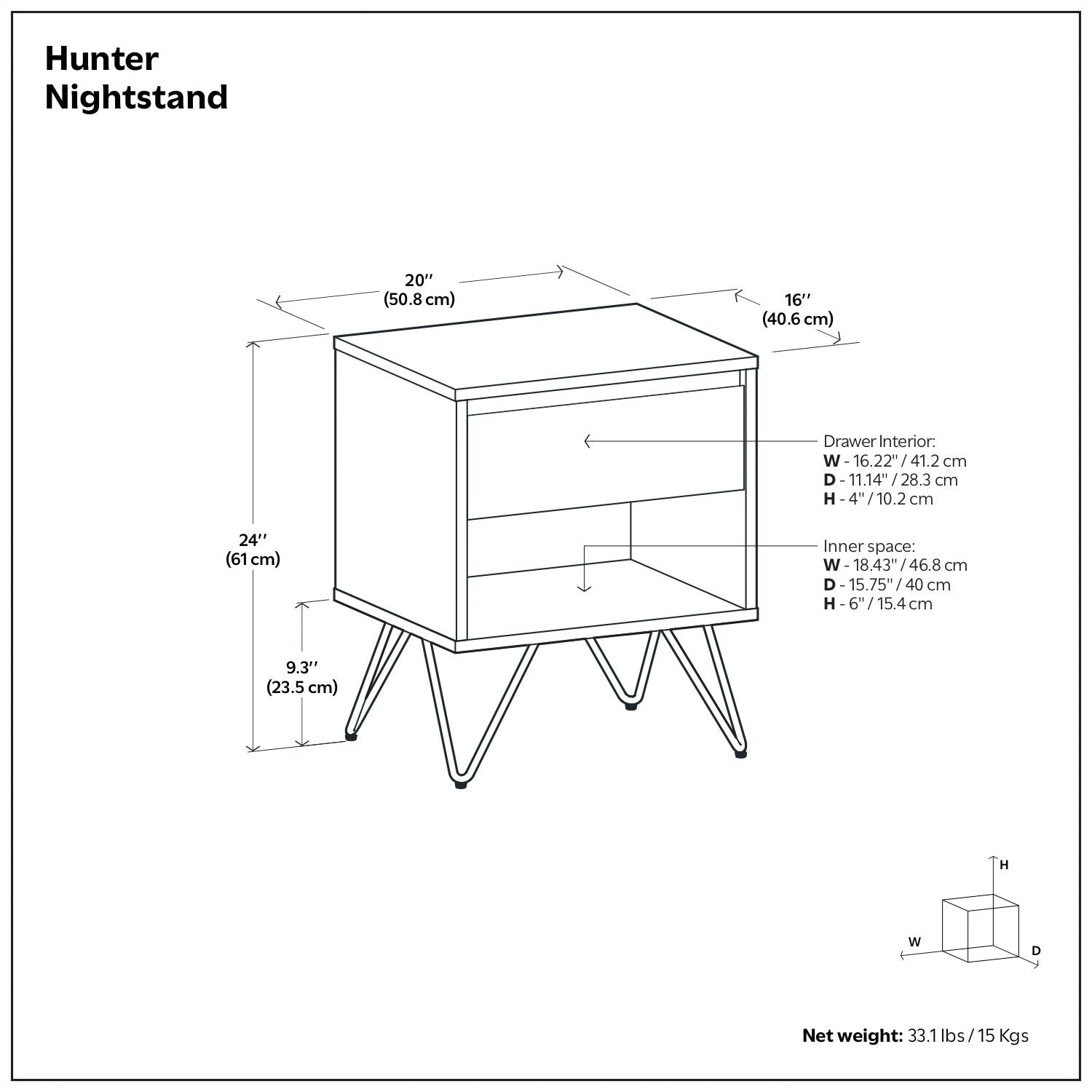 Hunter - Nightstand - The Sleep Loft - Online Mattress Showroom NYC