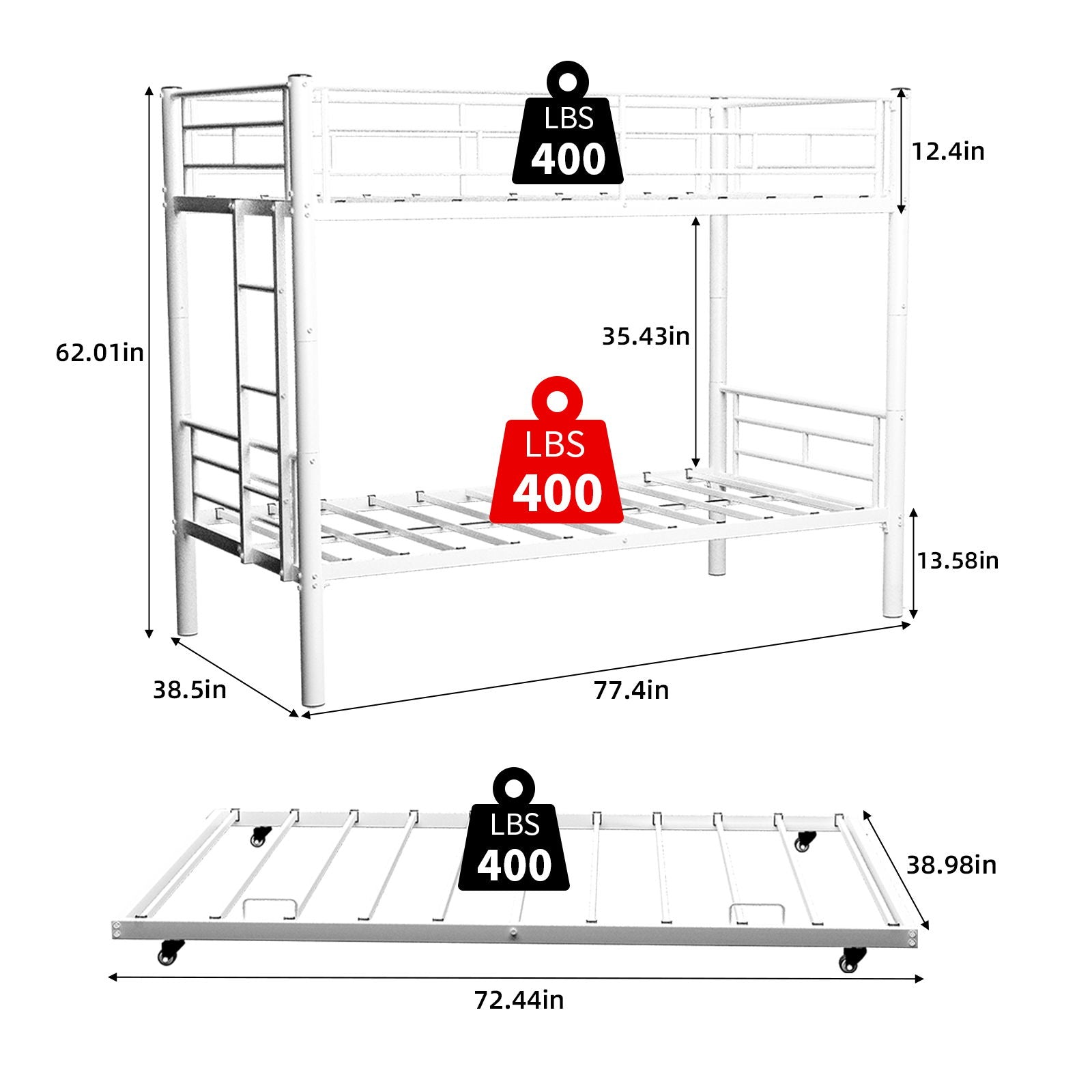 Bunk Bed For Kids, Convertible Frame With Ladders & Guardrail - The Sleep Loft - Online Mattress Showroom NYC