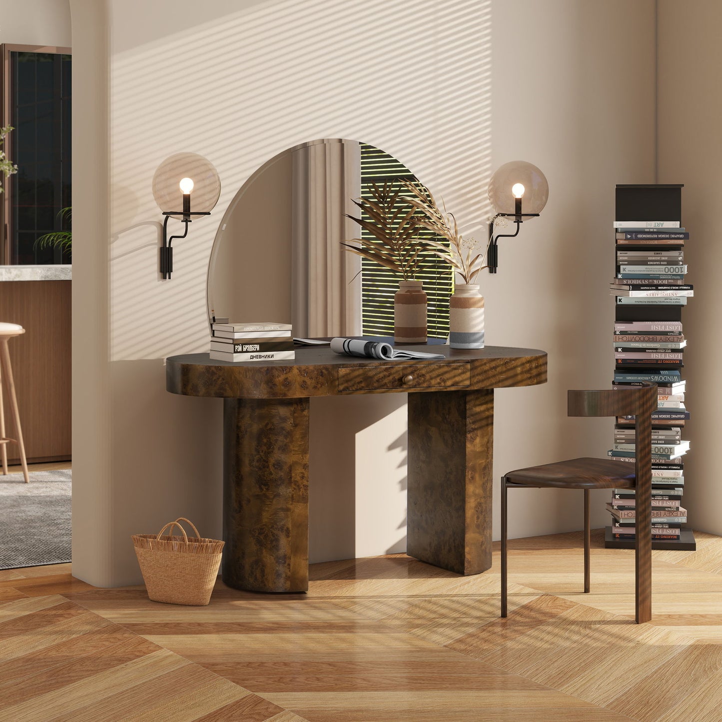 Jesse - Single Drawer Oval Computer Desk - The Sleep Loft - Online Mattress Showroom NYC
