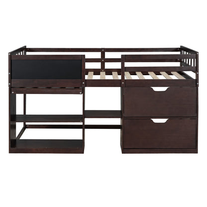 Low Loft Bed With Rolling Desk, Shelf And Drawers - The Sleep Loft - Online Mattress Showroom NYC