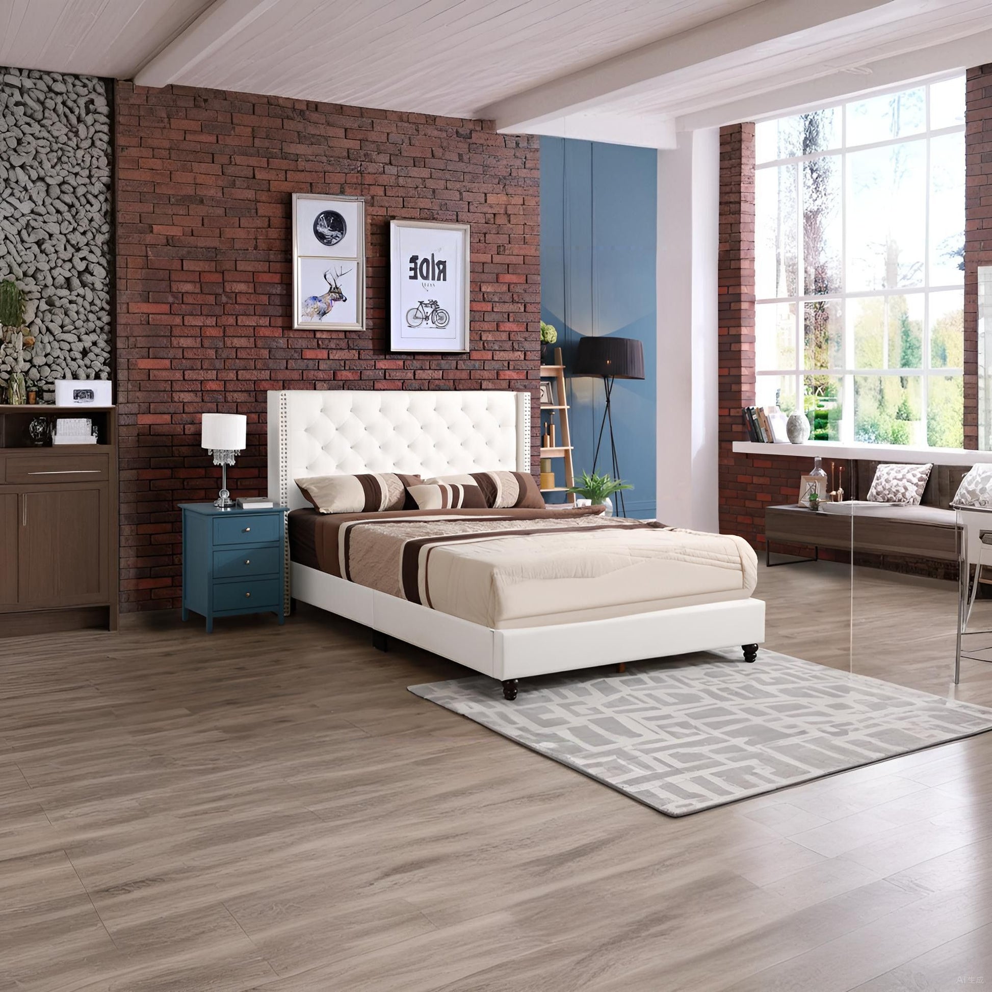 Upholstered Nailhead Trim Chic Bed - The Sleep Loft - Online Mattress Showroom NYC