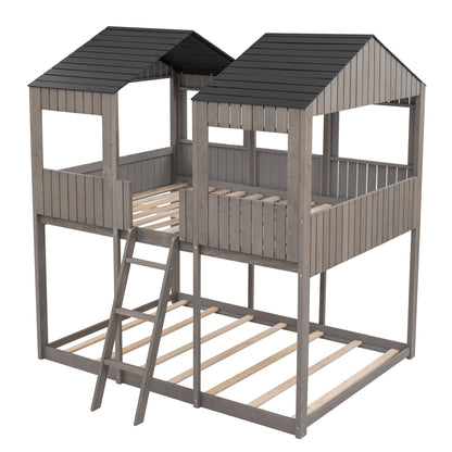 Bunk Bed With Roof, Window, Guardrail, Ladder - The Sleep Loft - Online Mattress Showroom NYC