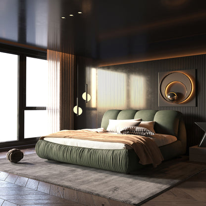 Luxury Upholstered Platform Bed With Oversized Padded Backrest And Solid Wood Frame - The Sleep Loft - Online Mattress Showroom NYC