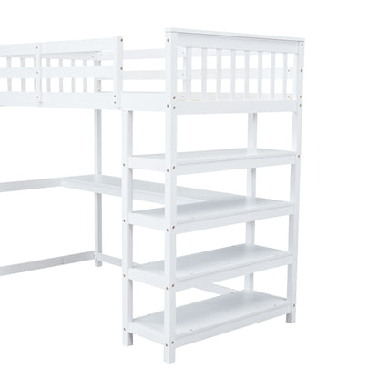 Loft Bed With Storage Shelves And Under Bed Desk - The Sleep Loft - Online Mattress Showroom NYC