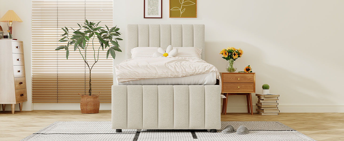 Upholstered Design Platform Bed With Trundle - The Sleep Loft - Online Mattress Showroom NYC