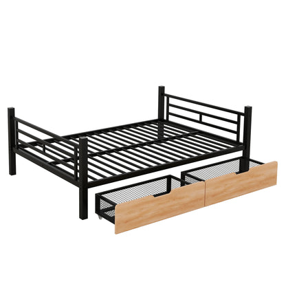Full Size Convertible Bunk Bed With 2 Drawers Durable - Black - The Sleep Loft - Online Mattress Showroom NYC