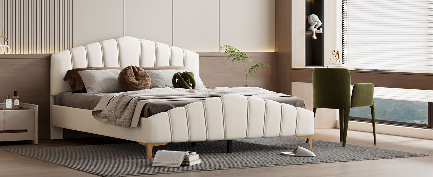 Platform Bed With Thick, Stylish Stripe Decorated Bedboard And Elegant Leg - The Sleep Loft - Online Mattress Showroom NYC
