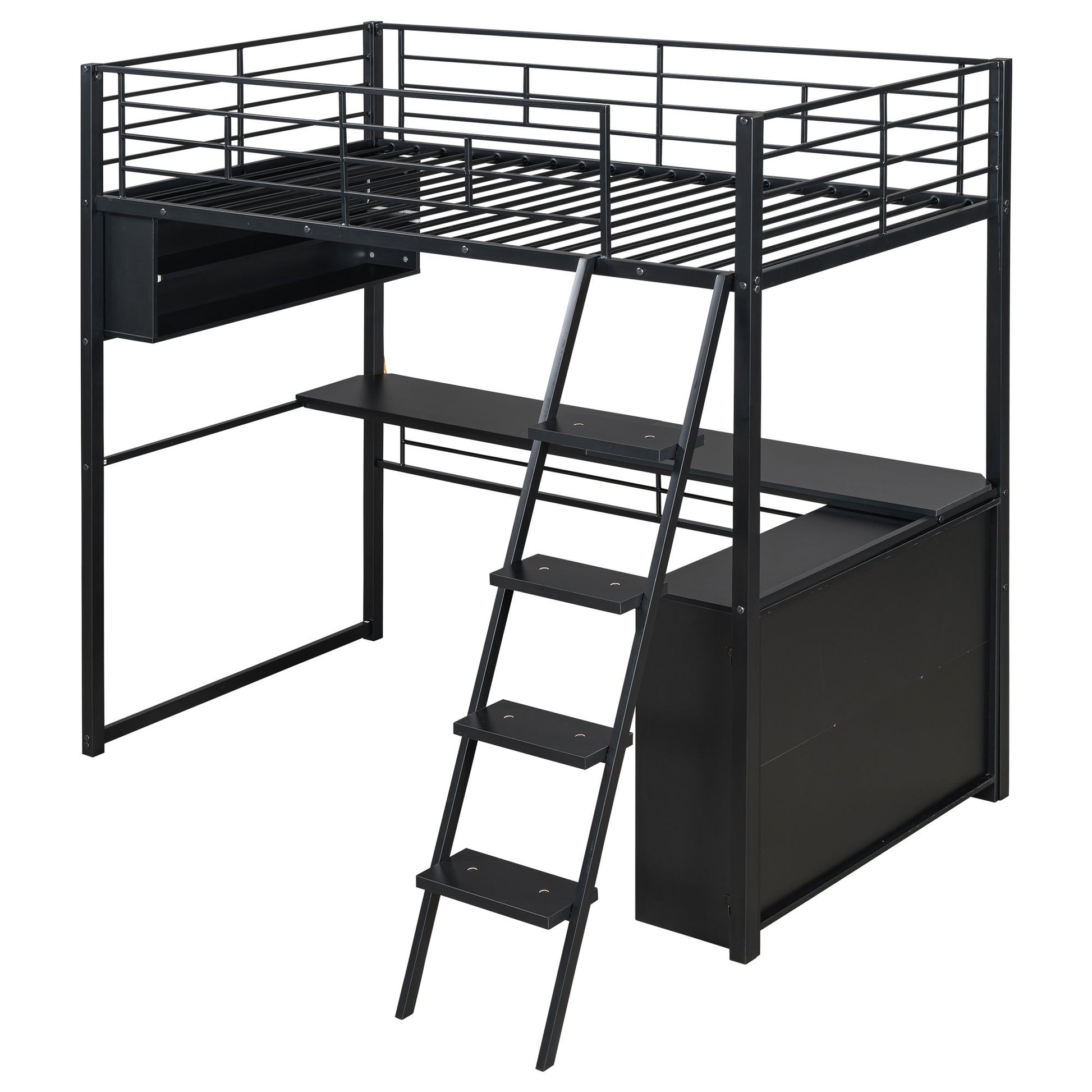 Loft Bed With LED Desk And 4 Storage Shelves - The Sleep Loft - Online Mattress Showroom NYC