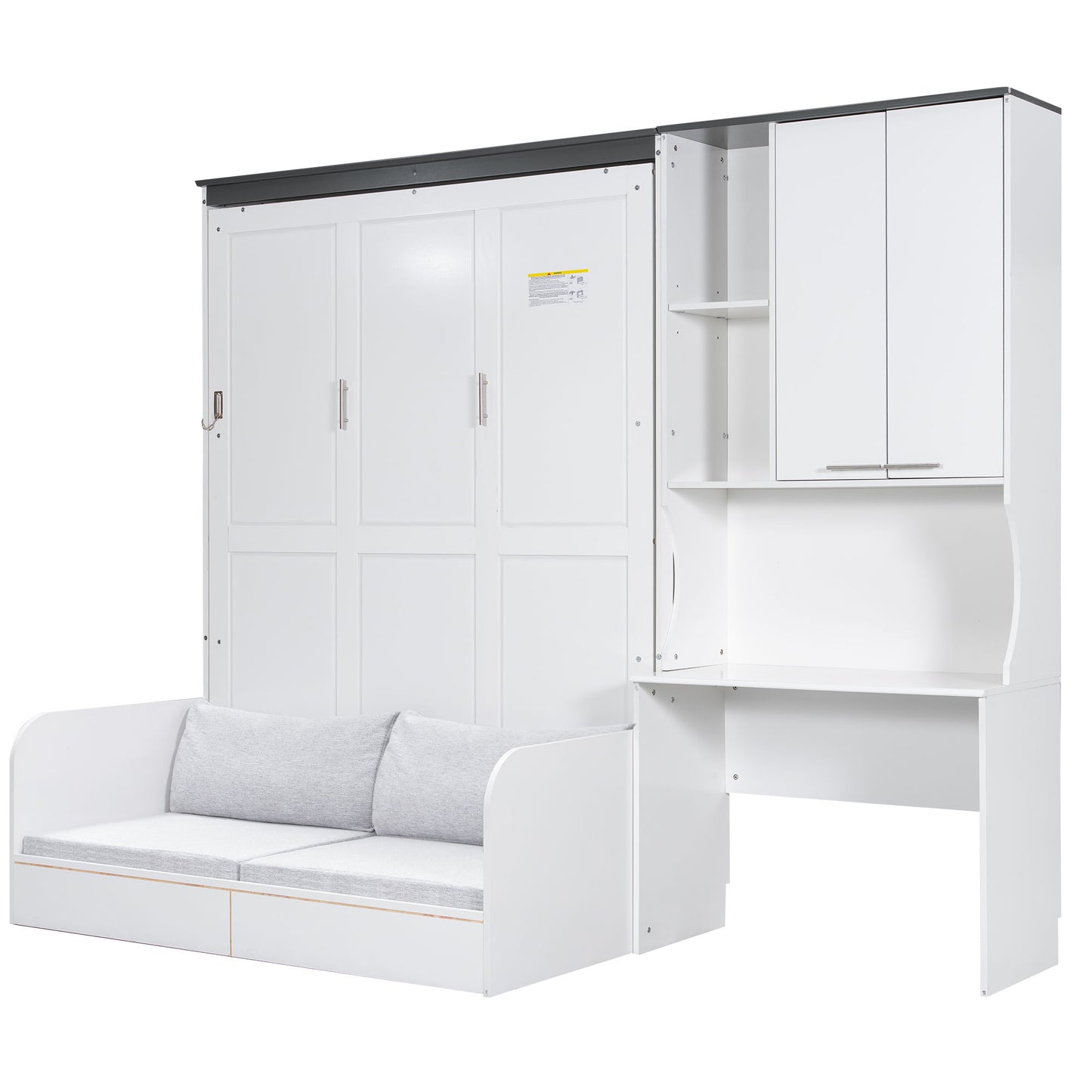 Multi Functional Murphy Bed With Sofa, Desk, And Storage Cabinet, Queen Size - White - The Sleep Loft - Online Mattress Showroom NYC