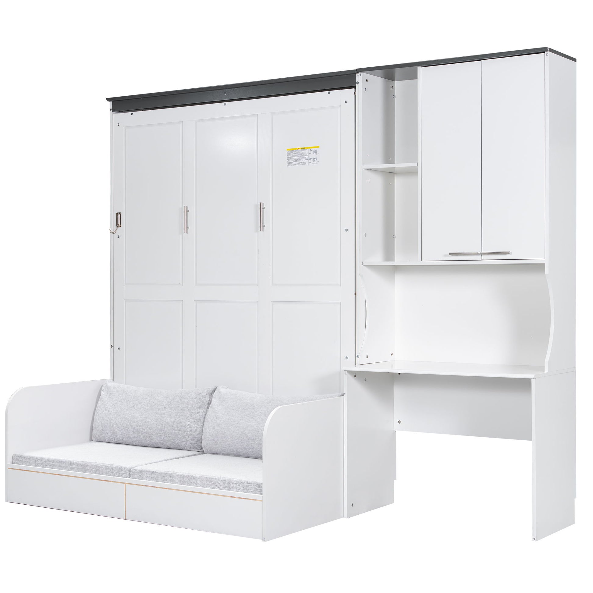 Multi Functional Murphy Bed With Sofa, Desk, And Storage Cabinet, Queen Size - White - The Sleep Loft - Online Mattress Showroom NYC