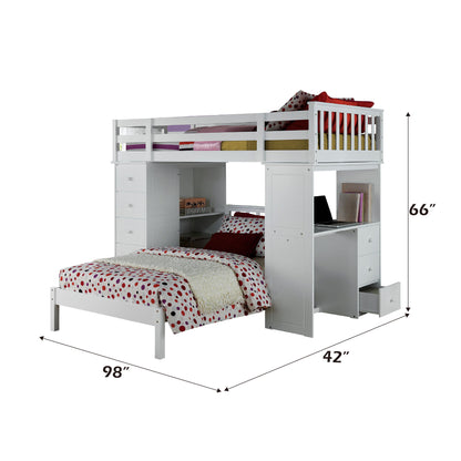 Freya - Twin Loft Bed With Storage (Not Including The Bottom Twin Bed) - White - The Sleep Loft - Online Mattress Showroom NYC