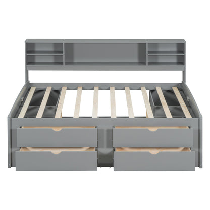 Daybed With 2 Bedside Cabinets, Upper Shelves And 4 Drawers - The Sleep Loft - Online Mattress Showroom NYC