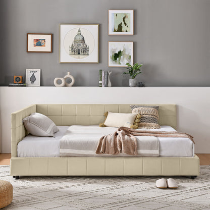 Mid-Century Storage Upholstered Tufted Bed Frame With Backrest And Armrests - The Sleep Loft - Online Mattress Showroom NYC