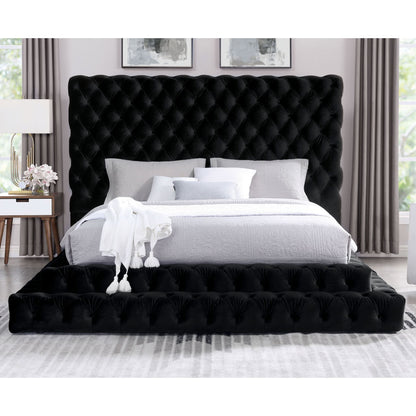 Tufted Oversized Headboard Platform Bed With Fully Upholstered Frame