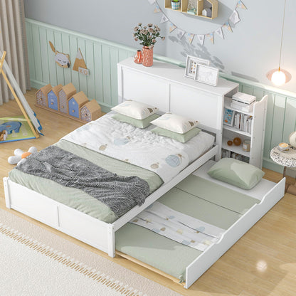 Storage Platform Bed With Pull Out Shelves And Trundle - The Sleep Loft - Online Mattress Showroom NYC