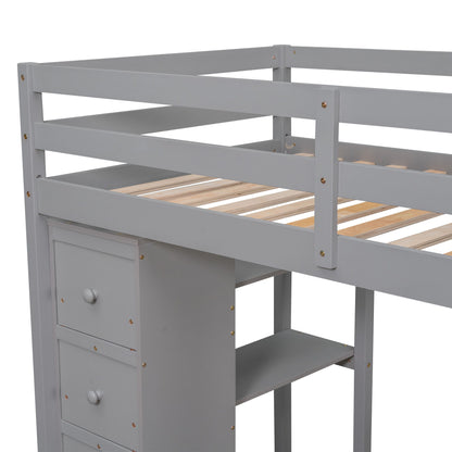 Loft Bed With Storage Drawers, Desk And Stairs With Shelves - The Sleep Loft - Online Mattress Showroom NYC