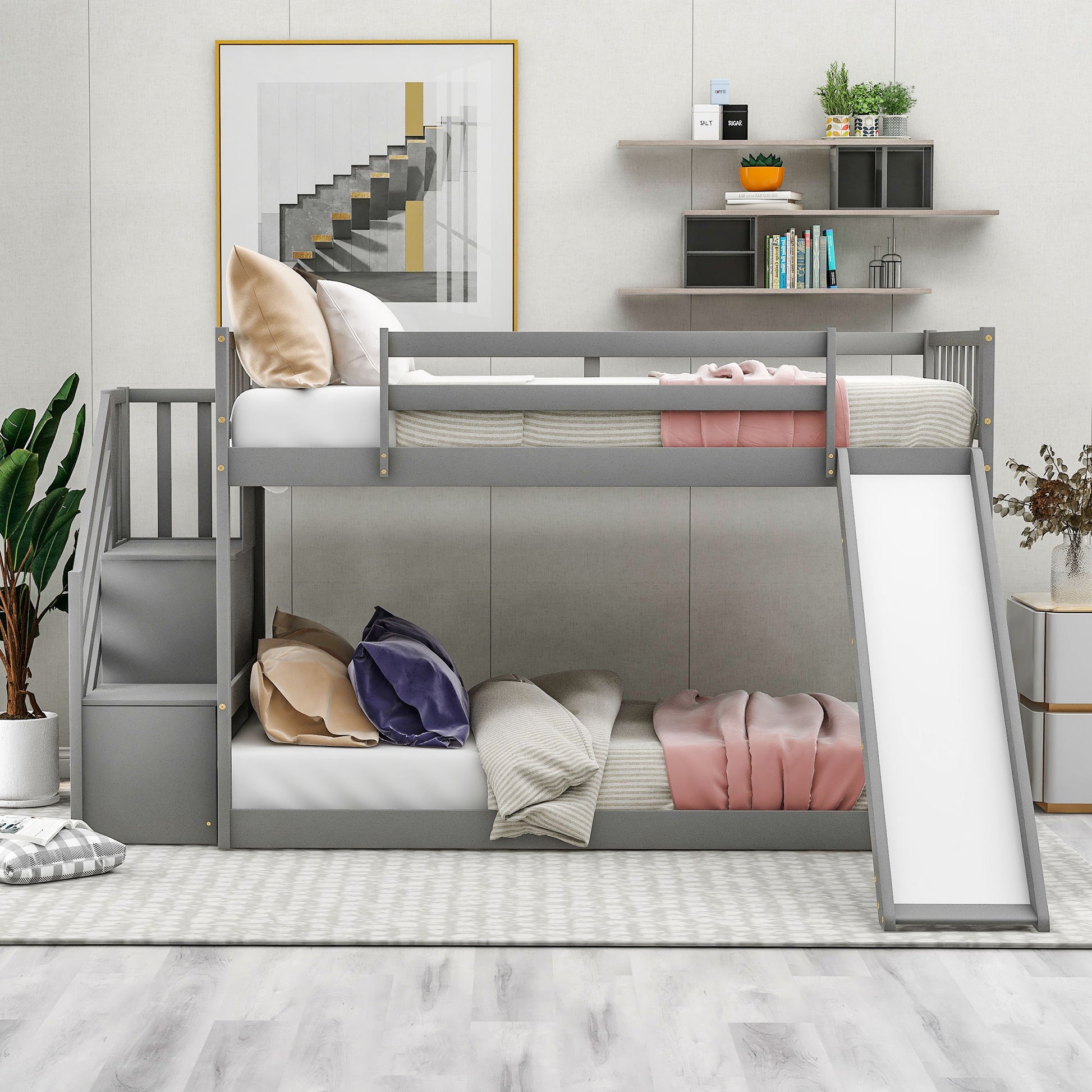 Bunk Bed With Convertible Slide And Stairway - The Sleep Loft - Online Mattress Showroom NYC