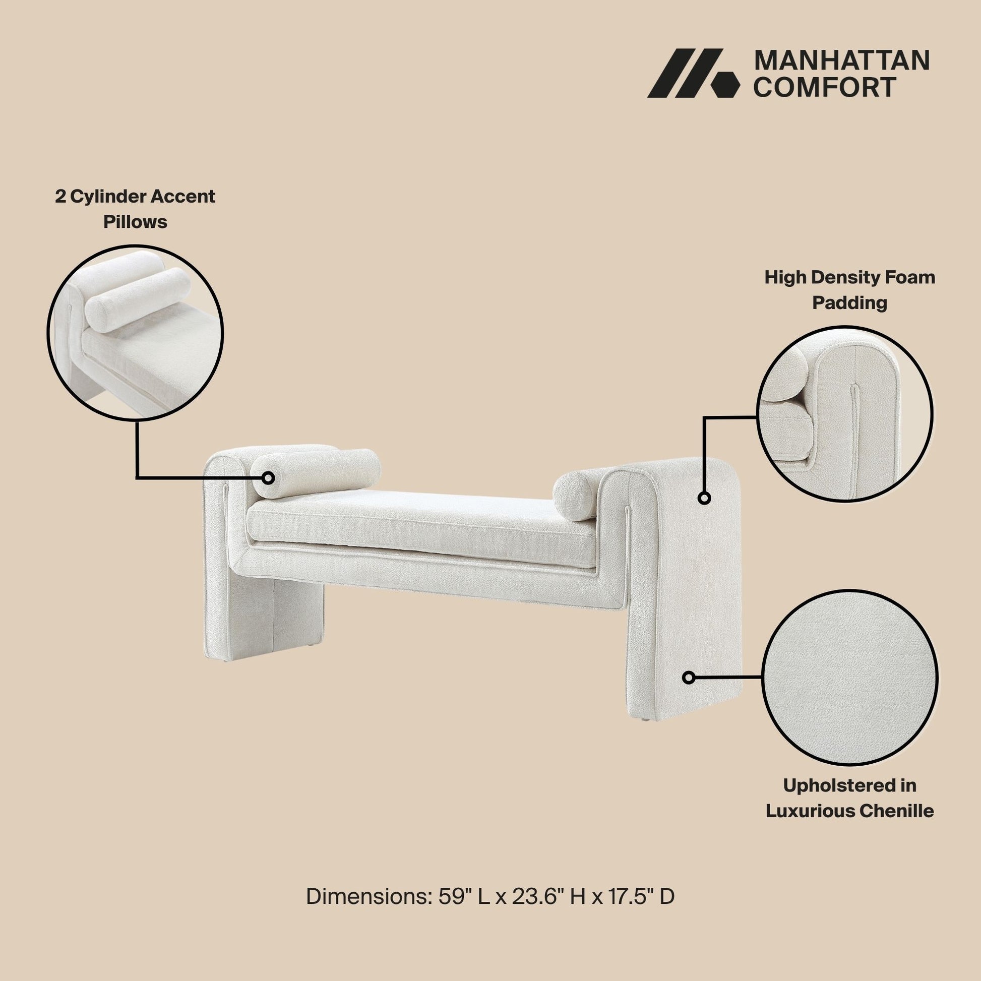 Concord - Accent Bench - The Sleep Loft - Online Mattress Showroom NYC