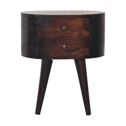 Rounded Bedside Table - Walnut - The Sleep Loft - Online Mattress Showroom NYC