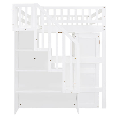 Loft Bed With Stairs, Bookshelf, Drawers, Desk & Wardrobe, Space Saving Multifunctional Furniture - The Sleep Loft - Online Mattress Showroom NYC