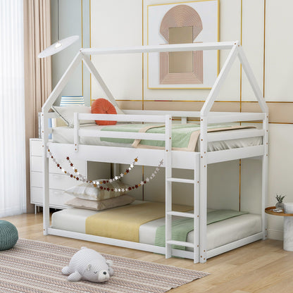 Low Bunk Bed With House Shaped Frame And Ladder - The Sleep Loft - Online Mattress Showroom NYC
