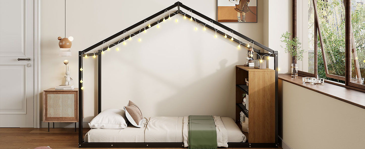 Bed House Frame With Shelves And Lights - The Sleep Loft - Online Mattress Showroom NYC