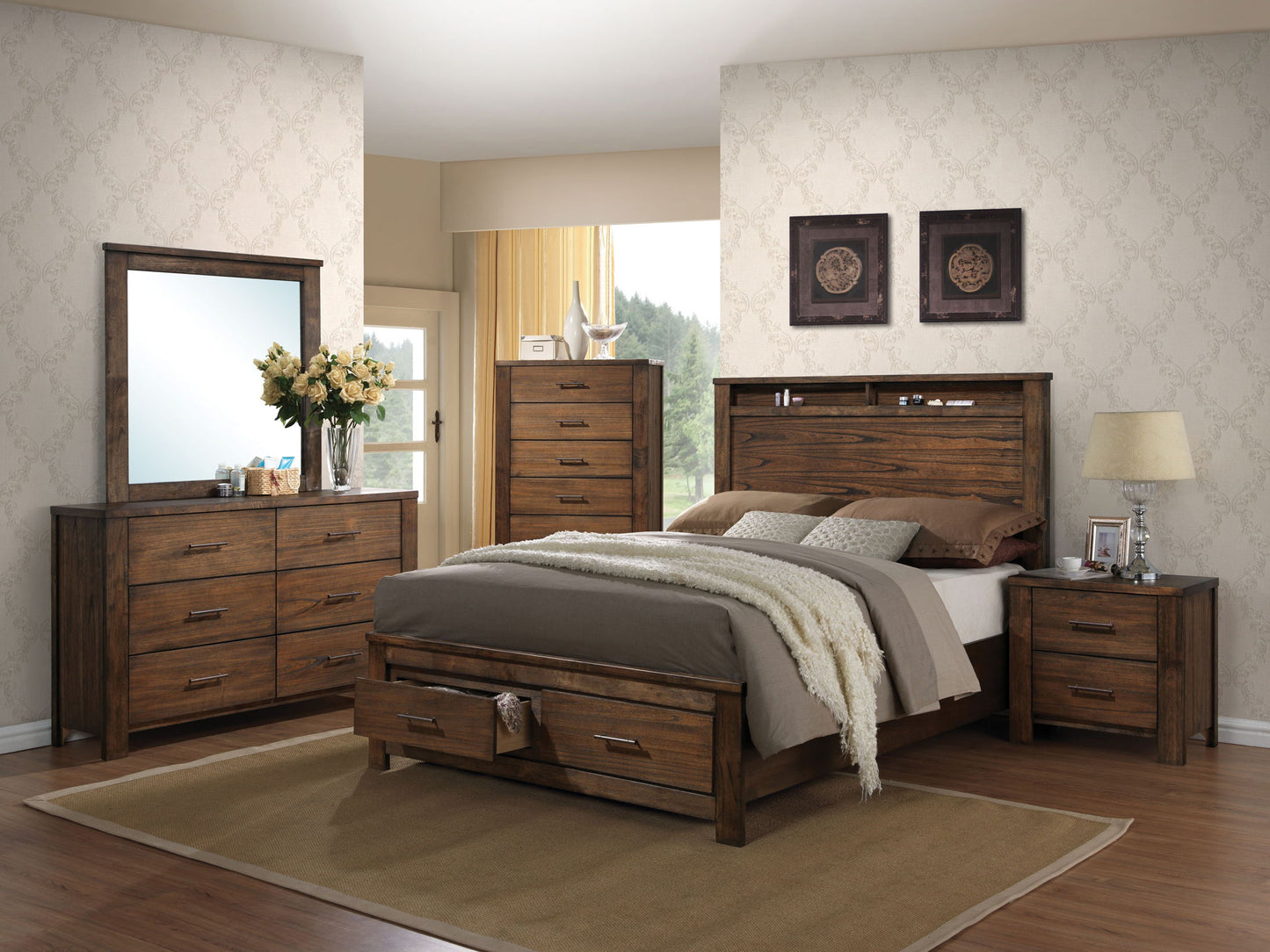 Merrilee - Eastern King Bed With Storage - Oak - The Sleep Loft - Online Mattress Showroom NYC