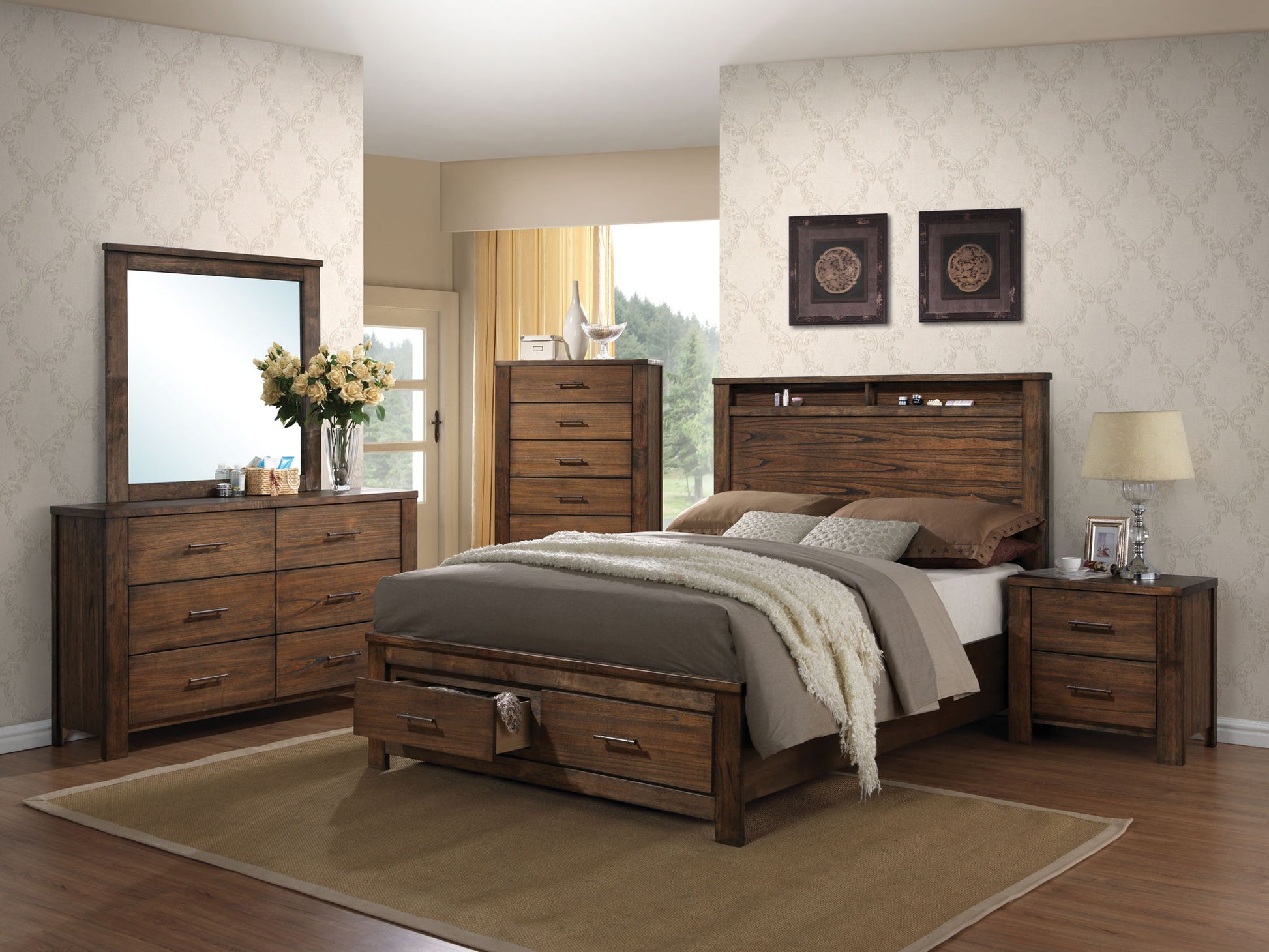 Merrilee - Eastern King Bed With Storage - Oak - The Sleep Loft - Online Mattress Showroom NYC