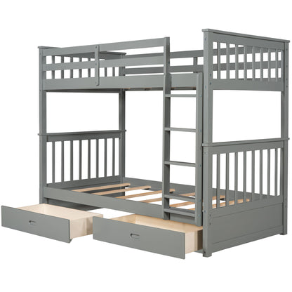 Bunk Bed With Ladders And 2 Storage Drawers - The Sleep Loft - Online Mattress Showroom NYC