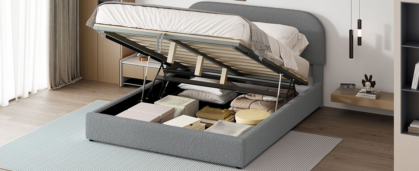 Upholstered Platform Bed With Hydraulic Storage System - The Sleep Loft - Online Mattress Showroom NYC