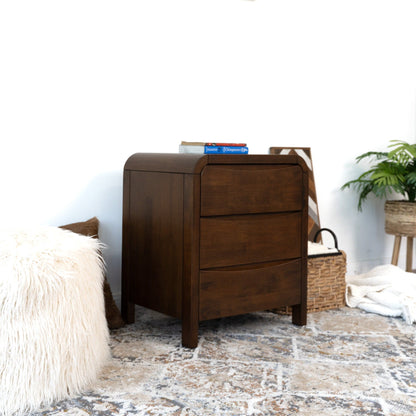 Lionel - Nightstand 3 Drawer Bed Side Table - Brown - The Sleep Loft - Online Mattress Showroom NYC