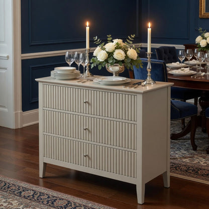 Fluted 3 Drawer Nightstand With Soft Close Slides
