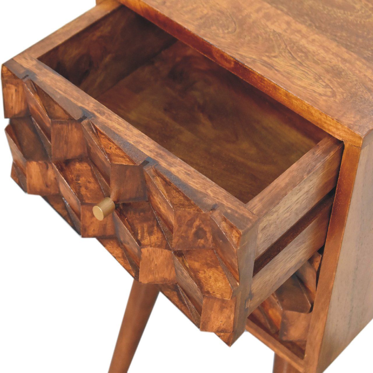 Mini Cube Carved 2 Drawer Nightstand - The Sleep Loft - Online Mattress Showroom NYC