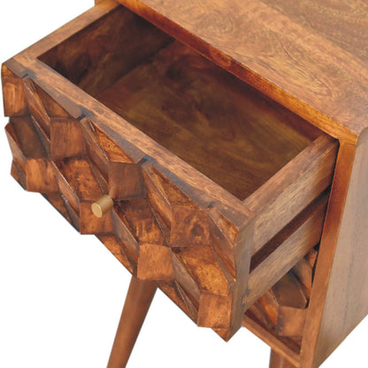Mini Cube Carved 2 Drawer Nightstand - The Sleep Loft - Online Mattress Showroom NYC