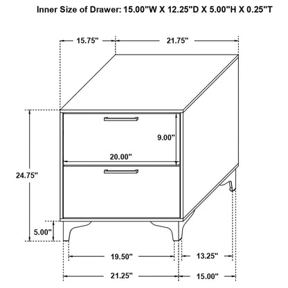 Karena - 2 Drawer Rectangular Nightstand - White - The Sleep Loft - Online Mattress Showroom NYC