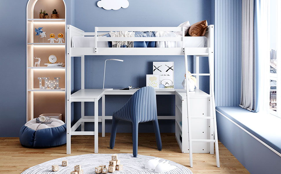 Loft Bed With Shelves With Desk - The Sleep Loft - Online Mattress Showroom NYC