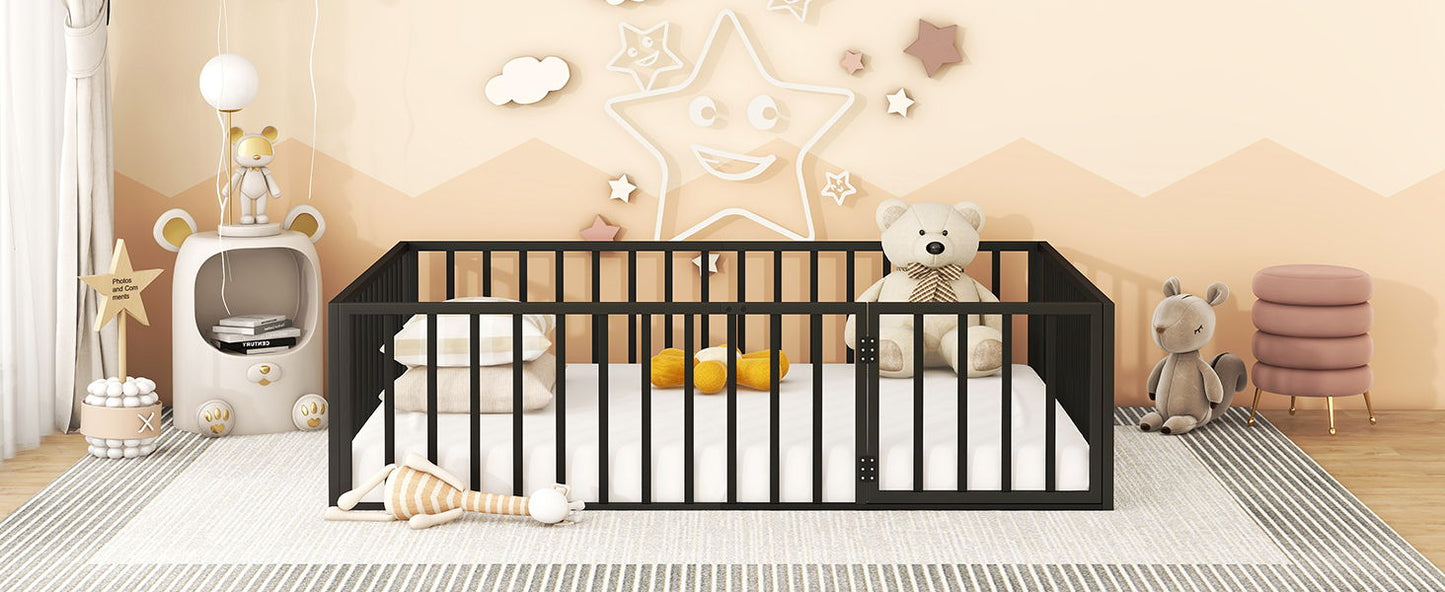 Metal Floor Bed Frame With Fence And Door - The Sleep Loft - Online Mattress Showroom NYC