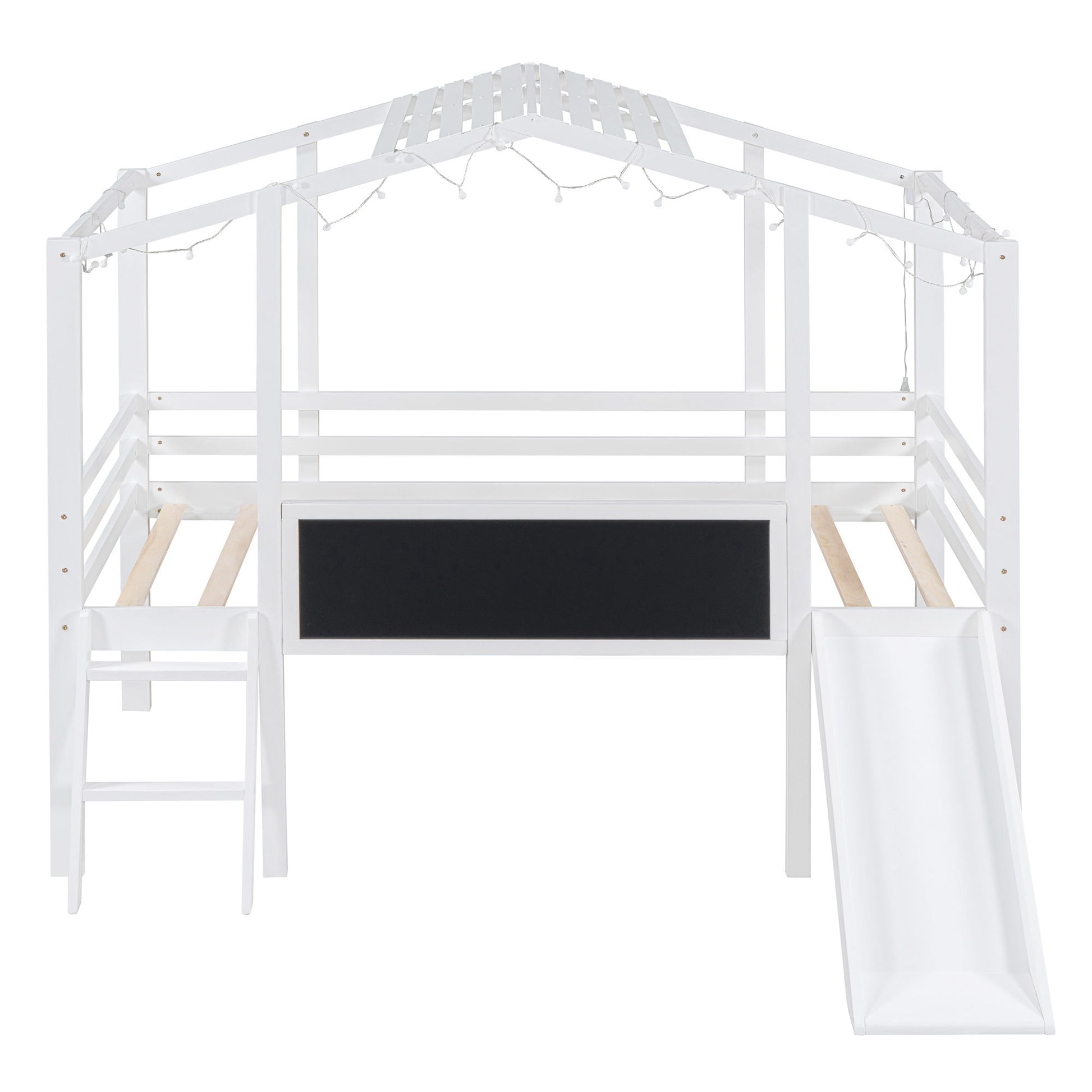Loft House Bed With Ladder And Slide, With board And Light Strip On The Roof - The Sleep Loft - Online Mattress Showroom NYC