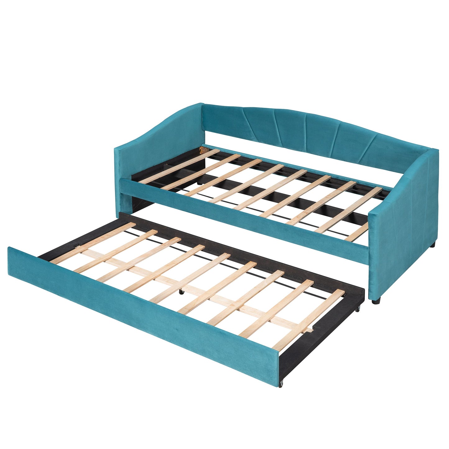 Upholstered Daybed Sofa Bed With Trundle Bed And Wood Slat - The Sleep Loft - Online Mattress Showroom NYC
