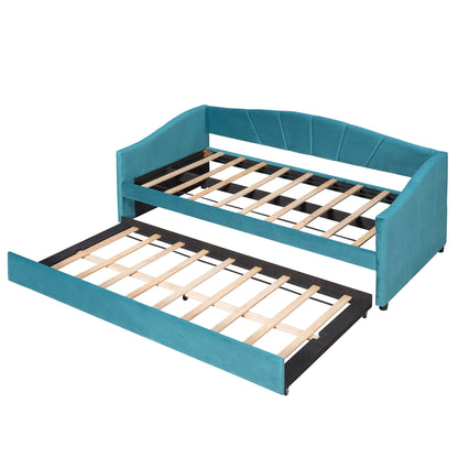 Upholstered Daybed Sofa Bed With Trundle Bed And Wood Slat - The Sleep Loft - Online Mattress Showroom NYC