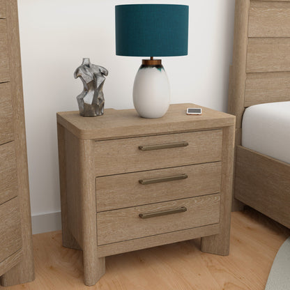 3 Drawer Nightstand - Tan - The Sleep Loft - Online Mattress Showroom NYC
