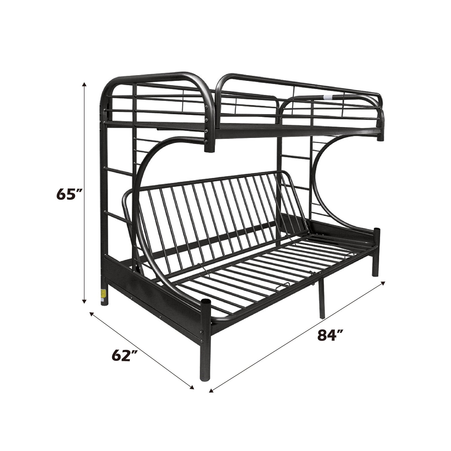 Eclipse - Twin Long Queen Futon Bunk Bed - Black - The Sleep Loft - Online Mattress Showroom NYC