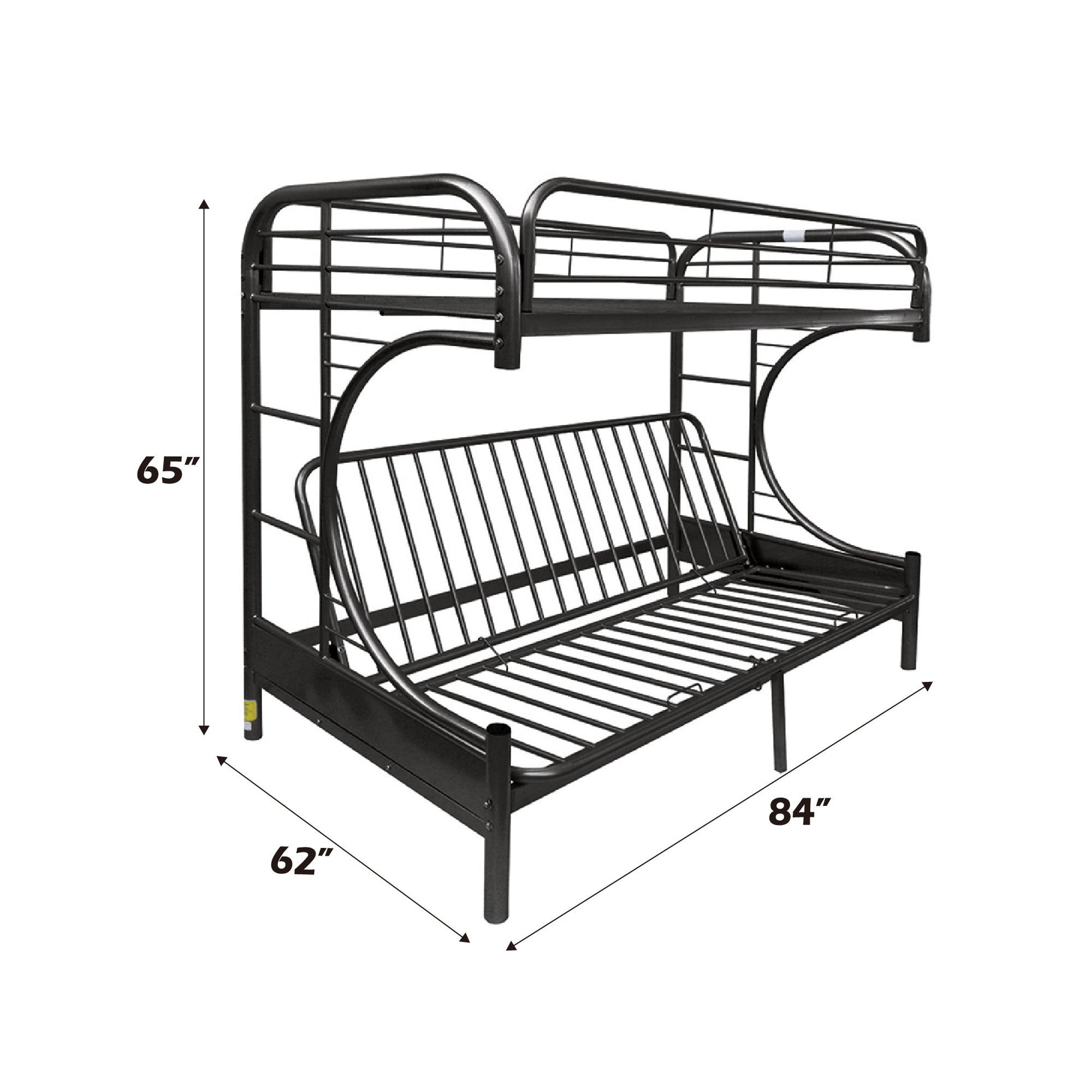 Eclipse - Twin Long Queen Futon Bunk Bed - Black - The Sleep Loft - Online Mattress Showroom NYC